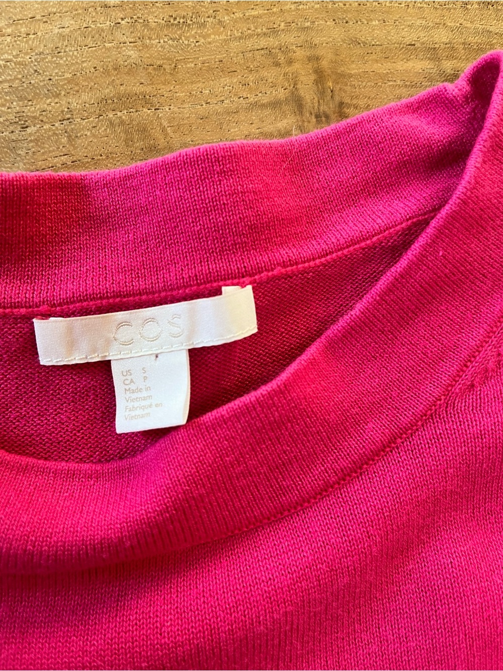 COS Cotton Crewneck Sweater in Bright Pink S - Picture 4 of 8